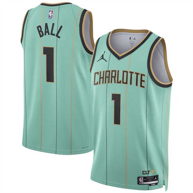 Men%27s Charlotte Hornets #1 LaMelo Ball Mint 2024-25 City Edition Stitched Jersey Dzhi